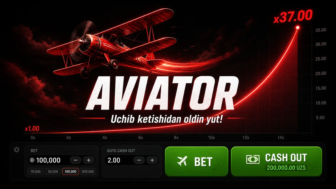 Aviator jonli statistika va o'yin tarixi paneli interfeysi