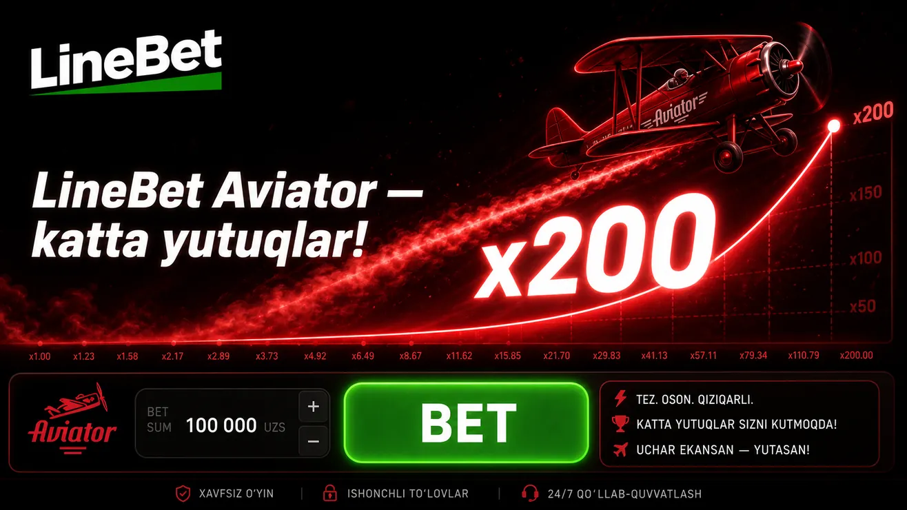 Linebet Aviator crash game O'zbekiston